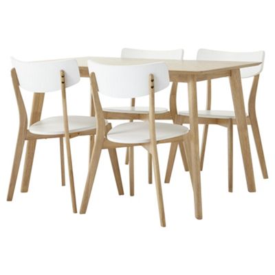 Buy Charlie Rectangular Dining Table and 4 Chair Set, Oak-effect and ...