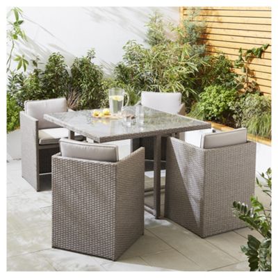 Buy Tesco San Marino 5 Piece Rattan Cube Garden Dining Set, Grey from