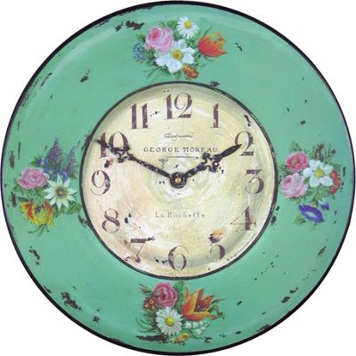 Buy Roger Lascelles Clocks Pastel Green Floral Wall Clock from our ...