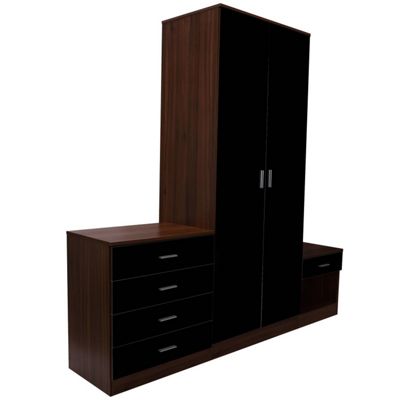 Buy Homcom High Gloss 3 Piece Bedroom Furniture Set In Black