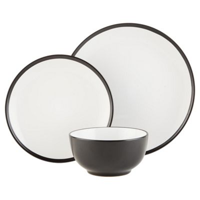 Buy Two Tone Black Stoneware 12 Piece Dinner Set from our Dinner Sets