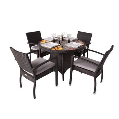 Buy BrackenStyle Diego Round Rattan Dining Set With Arm Chairs - Seats ...