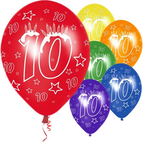 Buy Latex Balloons Happy 10th Birthday balloons (6pk) from our All ...