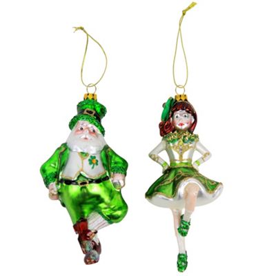 Buy Set of 2 Irish Dancing Novelty Glass Christmas Tree Bauble ...