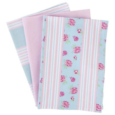 Buy Tesco Vintage floral & stripe Tea Towel 3 Pack from our Tea Towels ...