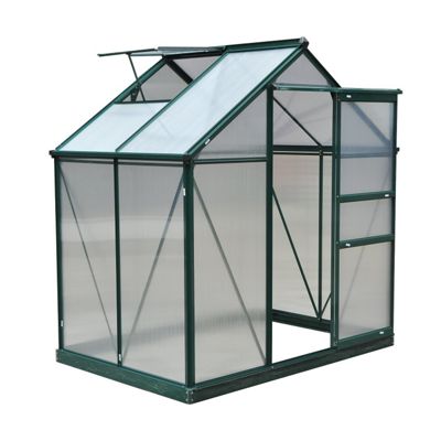greenhouse 6ft door 4ft polycarbonate slide clear outsunny tesco greenhouses