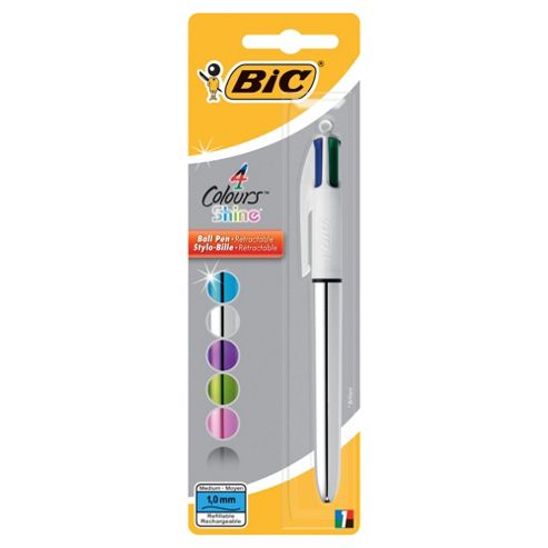 BIC Multi All in One 4 Colour 1.0mm Shine Retractable Pen - 1x SILVER ...