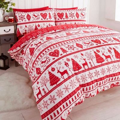 Buy Noel, Christmas Themed Super King Size Bedding - Red from our Super King Duvet Covers 