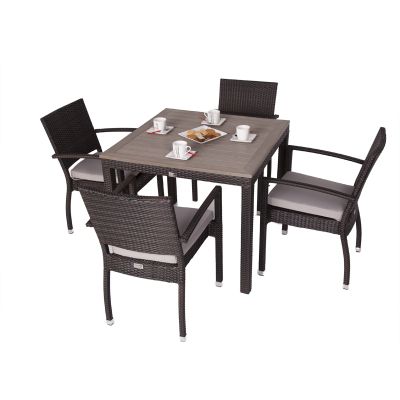 Buy BrackenStyle Apollo Square Rattan Table Set With Arm Chairs - Seats ...