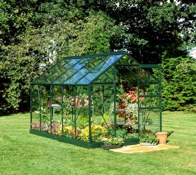 Buy Halls Popular 6x10 Greenframe Greenhouse + Green Base-frame ...