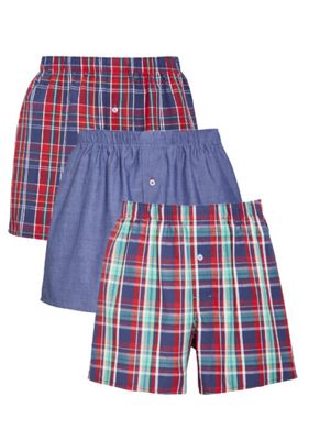 Buy F&F 3 Pack of Checked Woven Boxer Shorts with As New Technology ...