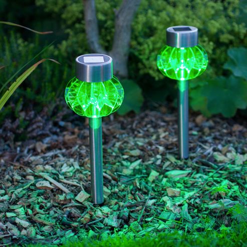 Buy Set of 2 Green LED Solar Garden Stake Lights from our Solar Lights ...