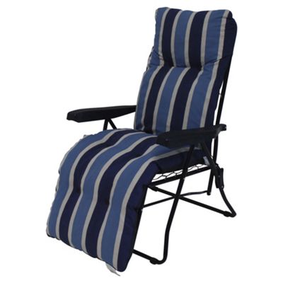Buy Padded Garden Reclining Chair, Blue Stripe from our Garden
