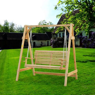 Buy Outsunny 2 Seater Larch Wood Garden Swing Chair From Our