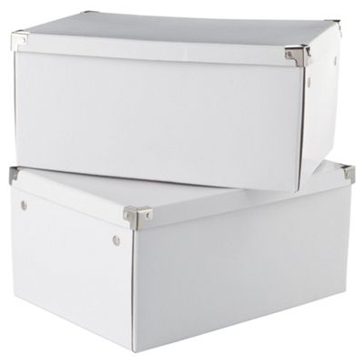 Buy White Cardboard Storage Box 2pk Large from our Storage Boxes range