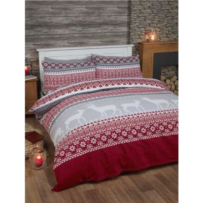 Buy Rapport Fairisle Red Brushed Cotton Christmas Duvet Cover Set