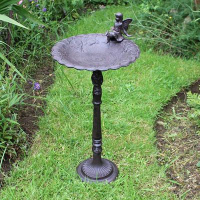 Buy Large Freestanding Cast Iron Garden Fairy Bird Bath / Feeder from ...