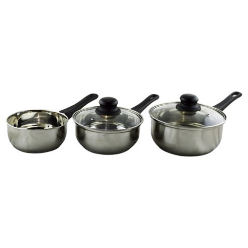 Buy Tesco Basics 3 Piece Stainless Steel Saucepan Set from our Saucepan ...