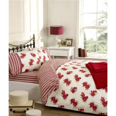 Buy Vintage Rose Brushed Cotton Red Fitted Sheet - Single from our ...