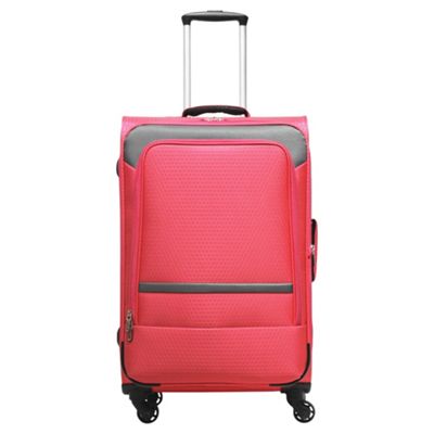 pink suitcases on wheels