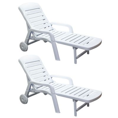 Buy Resol Palamos Folding Sun Lounger - White Plastic - Pack of 2 Loungers from our Outdoor ...