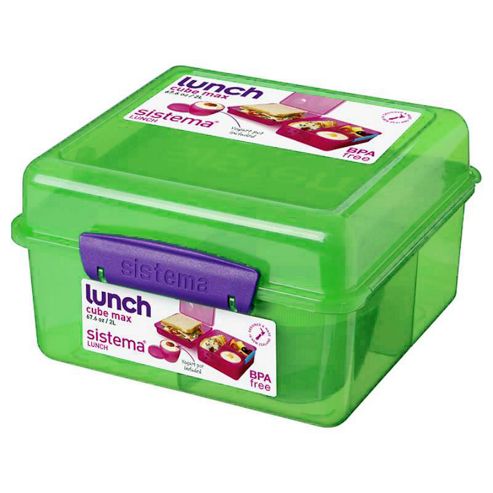 Buy Sistema Lunch Cube Max Lunch Box with Yoghurt Pot, Green from our ...