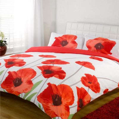 Buy Amapola Red 3 Piece Duvet Cover Set Double Bed From Our