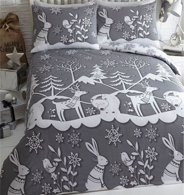 Buy Mountain Snow Christmas Themed Single Bedding Grey From Our