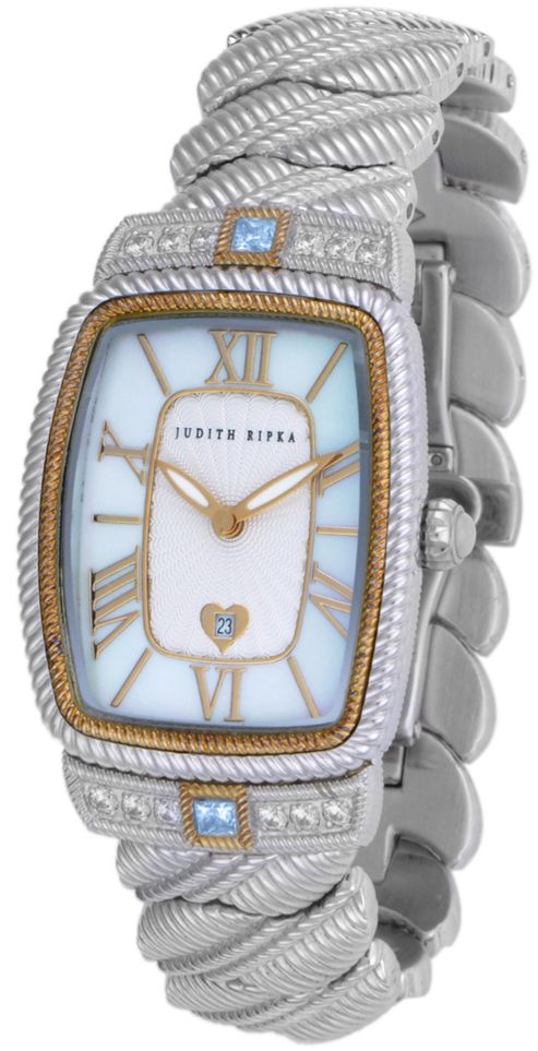 Buy Judith Ripka Ladies Stainless Steel CZ Stone MOP Dial Date Watch ...