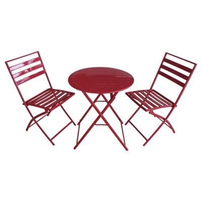 Buy Milan Folding Metal Bistro Set, Red from our All Garden Furniture