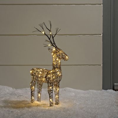 Buy Small Grey Wicker Light Up LED Christmas Reindeer for ...