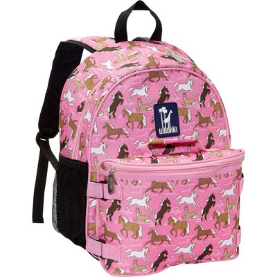 pink backpack with lunch bag