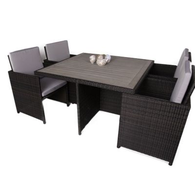 Buy 4 Seater Rattan Cube Garden Table and Chair Set With Plaswood Top
