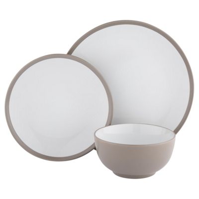 Buy Two Tone Taupe Stoneware 12 Piece Dinner Set from our Dinner Sets ...