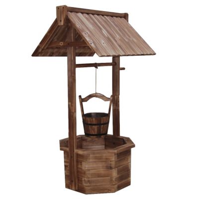 Buy Wishing Well - Solid Wood Garden Flower Planter / Pot 