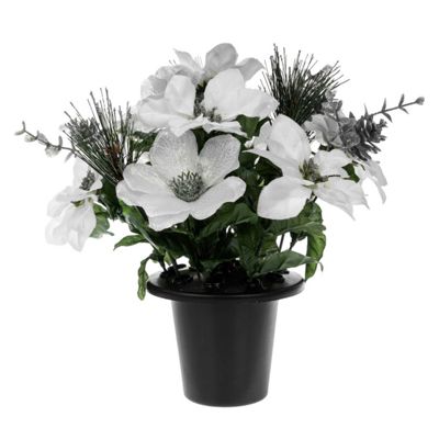 Buy Homescapes White and Silver Christmas Poinsettia ...