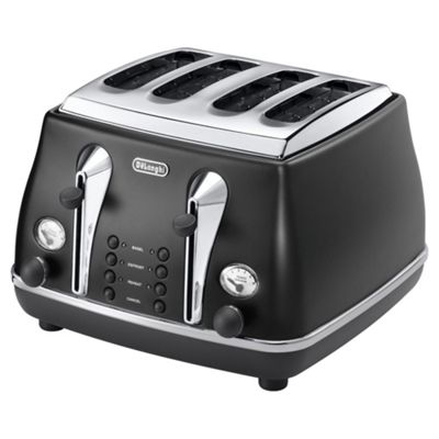 Buy De'Longhi Vintage Icona 4 Slice Toaster - Matt Black from our ...