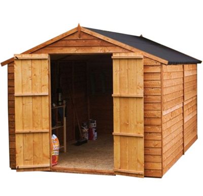 buy mercia windowless overlap apex wooden shed, 10x6ft