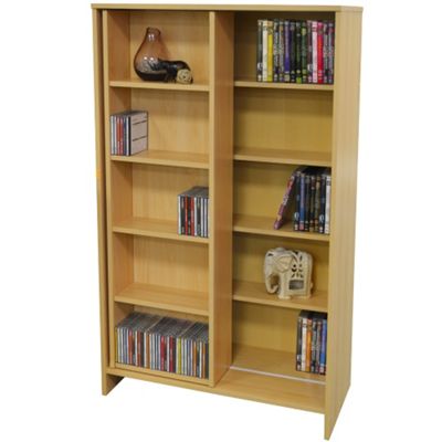Buy Slide Large Media Storage Bookcase Display Shelves Beech