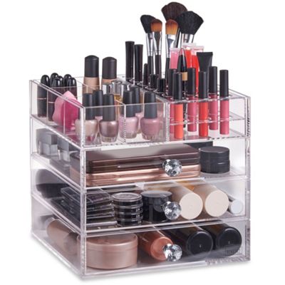 Buy Beautify Large Acrylic Makeup Organiser with 3 Drawers - Clear from ...