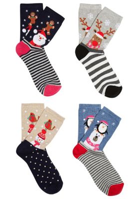Buy F&F 4 Pair Pack of Christmas Characters Socks from our Novelty ...