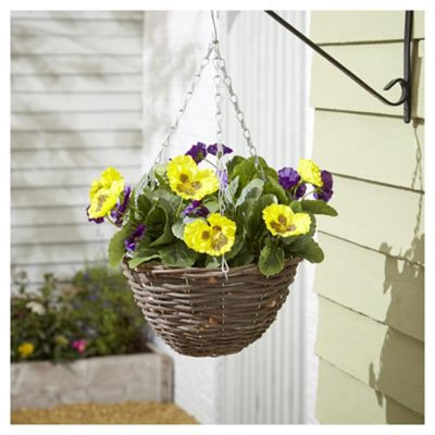 Buy Foliage Artificial Purple and Yellow Pansy Hanging Basket from our ...