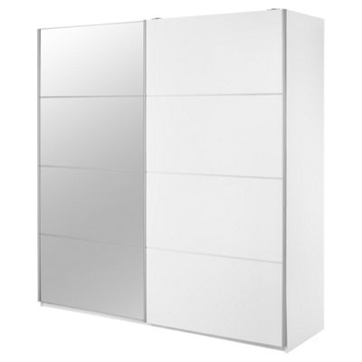 white mirrored double wardrobe