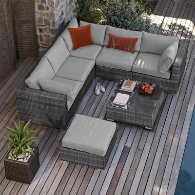 Buy Maze Rattan - London Rattan Corner Sofa Set - Grey from our Rattan