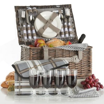 Buy VonShef 4 Person Wicker Picnic Basket Hamper Set from our Picnic ...