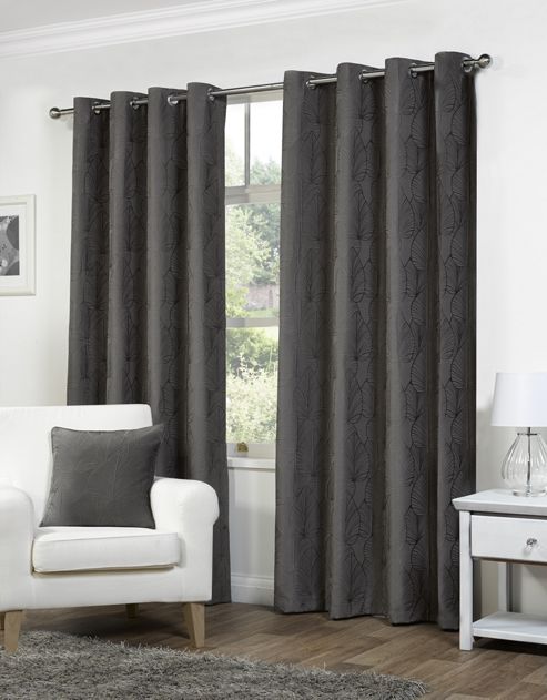 Buy Pippa Ready Made Curtains Pair, 90 x 90 Charcoal Colour, Modern ...