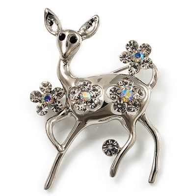 Buy Silver Tone Diamante Baby Reindeer Brooch from our All Women's ...
