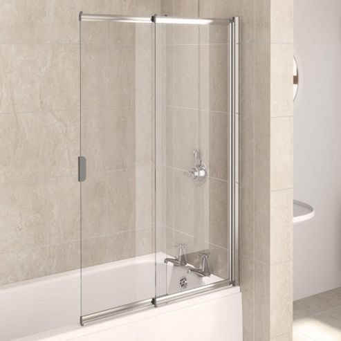 Buy Aqualux AQUA4 2-Panel Sliding Bath Screen, 820mm Wide, White Frame ...