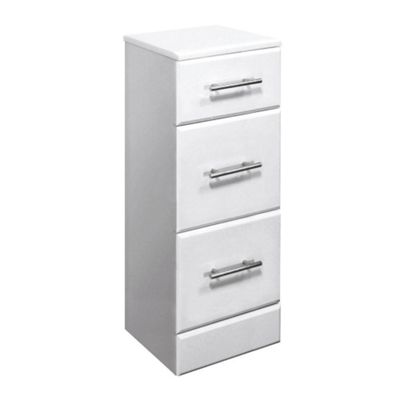 Buy Premier 3 Drawer Vanity Unit High Gloss White 350mm Wide x 300mm ...