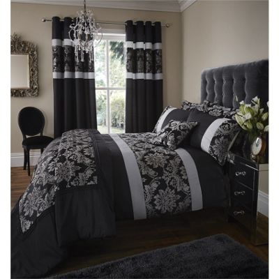 Buy Catherine Lansfield Glamour Jacquard Black Duvet Cover Set